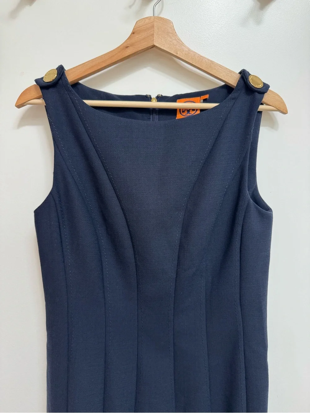 Tory Burch Boat Neck Wool Blend Sheath Dress Women Size 4 Navy Preppy Nautical